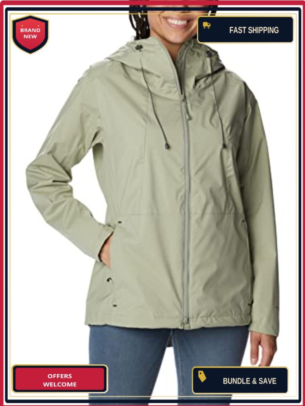 Waterproof Breathable Raincoat Long Sleeve Active Fit Adjustable Hood